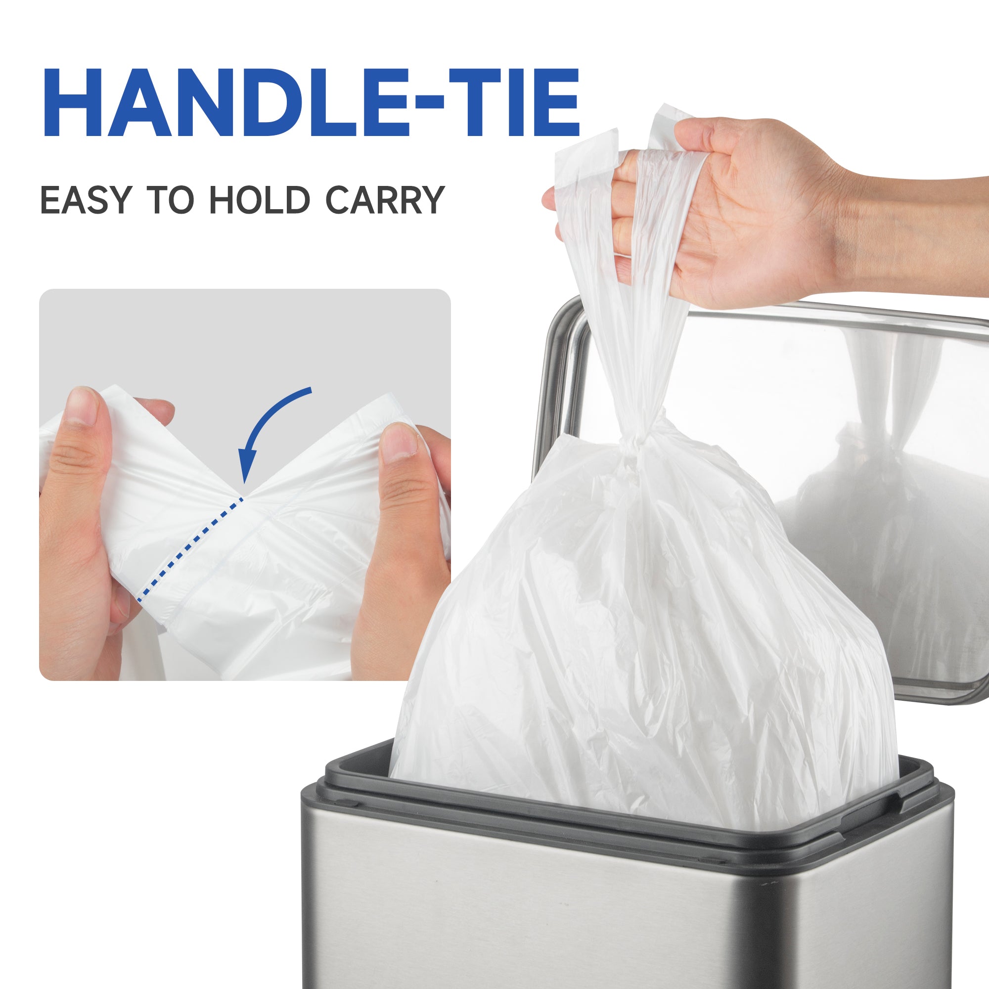 KeenEcho Small Trash Bags with Handles 2.6 Gallon 200 Count White