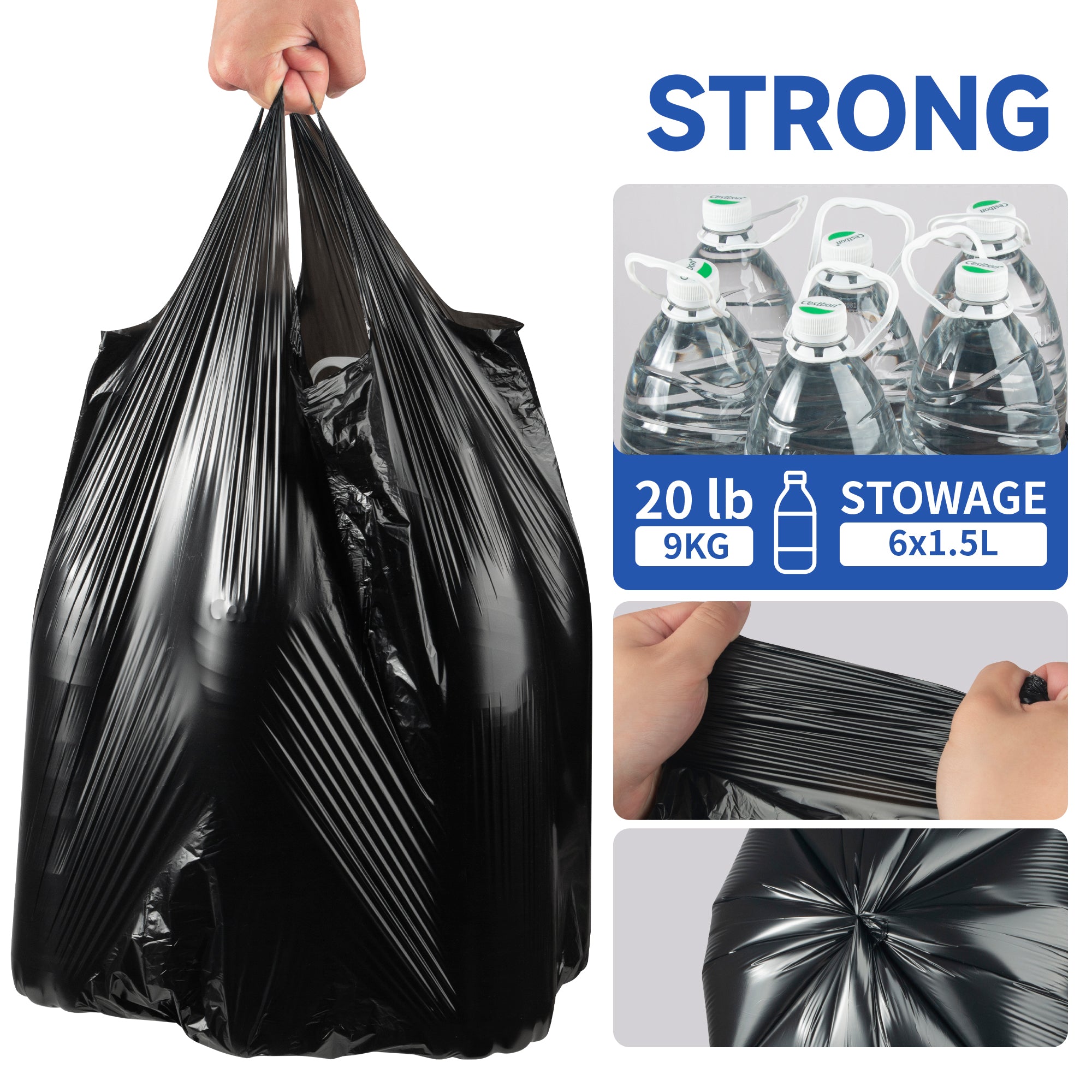 KeenEcho Small Trash Bags with Handles 4 Gallon 200 Count Black