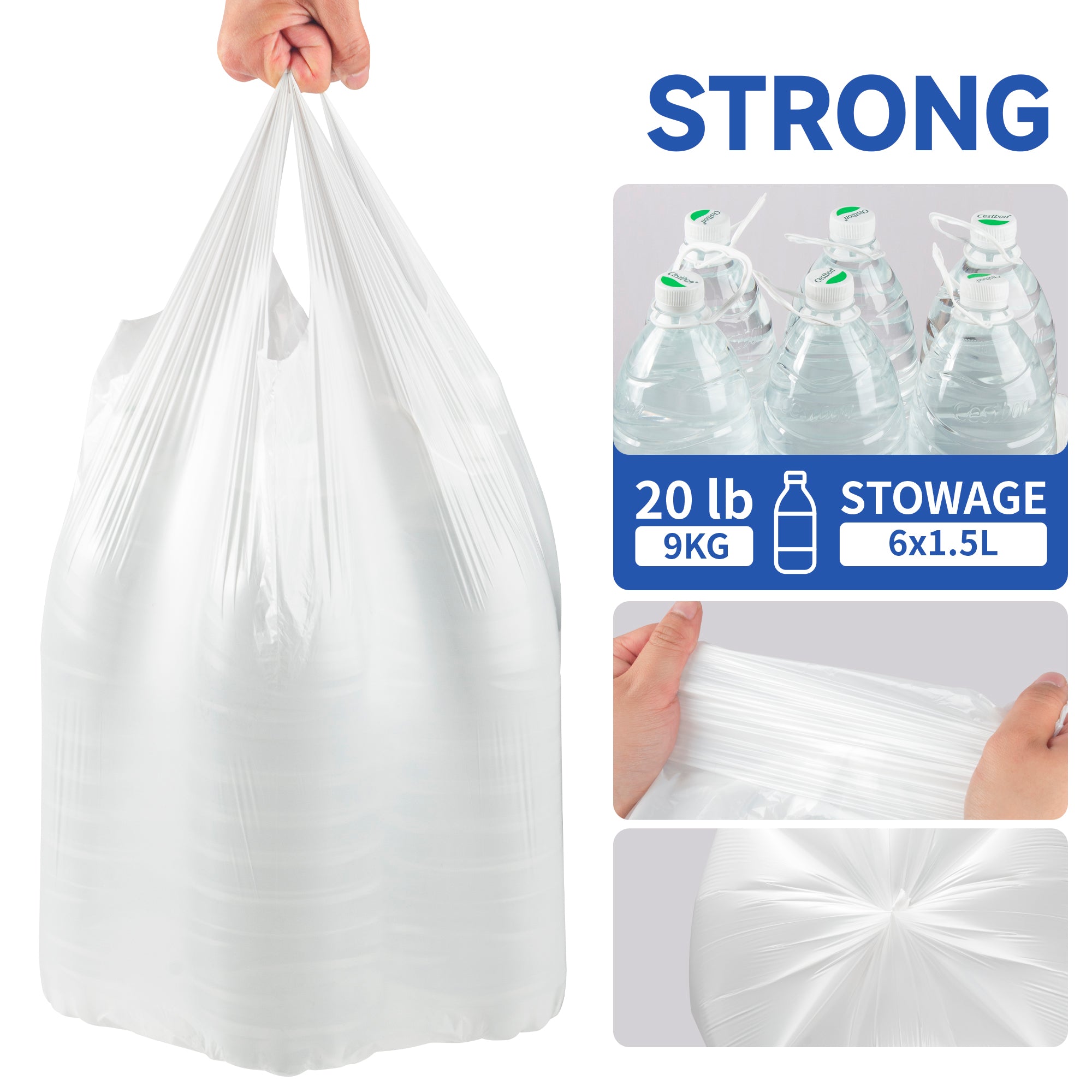 KeenEcho Small Trash Bags with Handles 4 Gallon 200 Count White