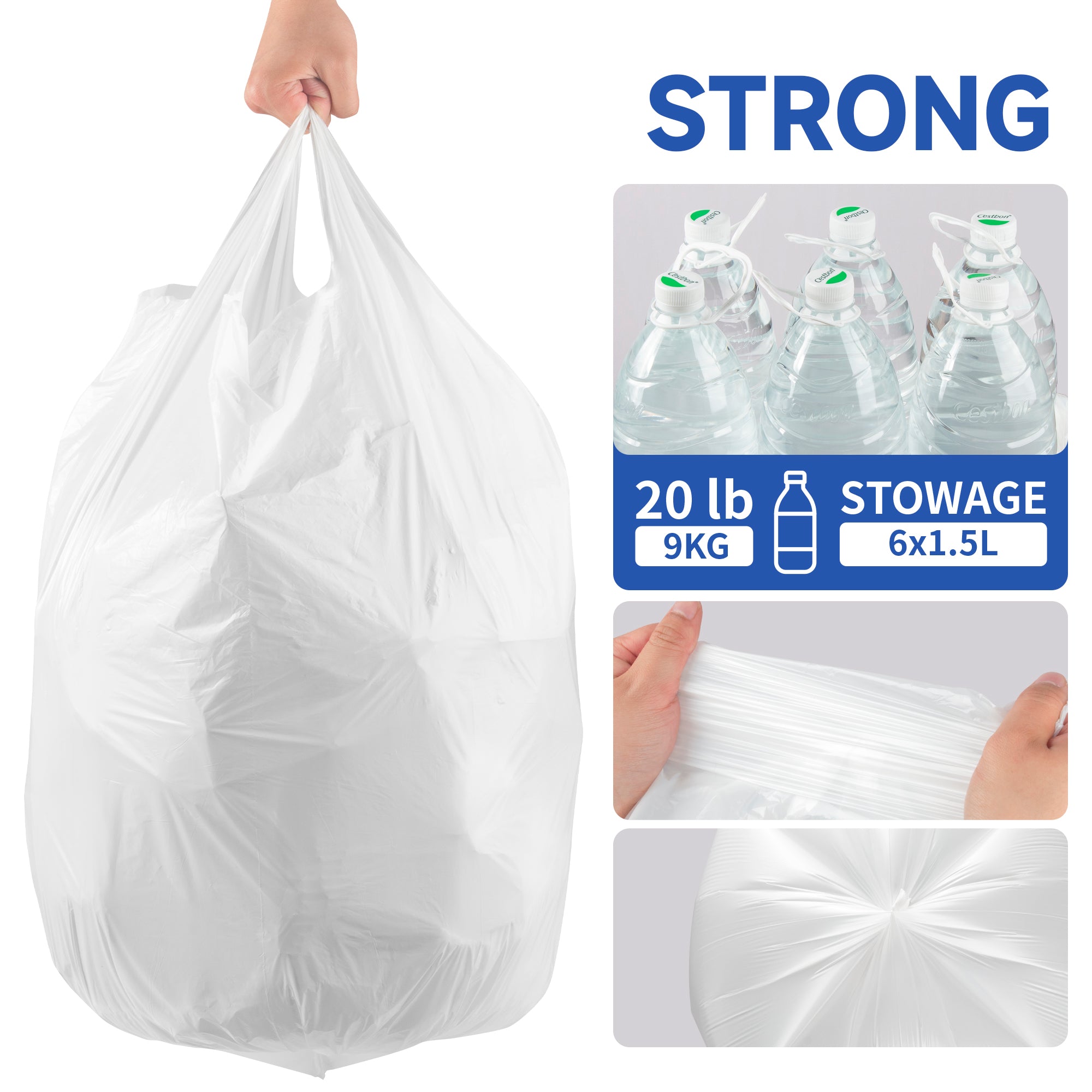 KeenEcho Small Trash Bags with Handles 13 Gallon 80 Count White