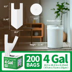 KeenEcho Small Trash Bags with Handles 4 Gallon 200 Count White