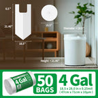 KeenEcho Small Trash Bags with Handles 4 Gallon 50 Count White