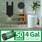 KeenEcho Small Trash Bags with Handles 4 Gallon 50 Count Black