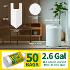 KeenEcho Small Trash Bags with Handles 2.6 Gallon 50 Count White