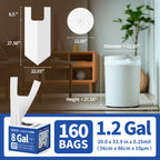 KeenEcho Small Trash Bags with Handles 8 Gallon 160 Count White