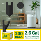 KeenEcho Small Trash Bags with Handles 2.6 Gallon 200 Count Black