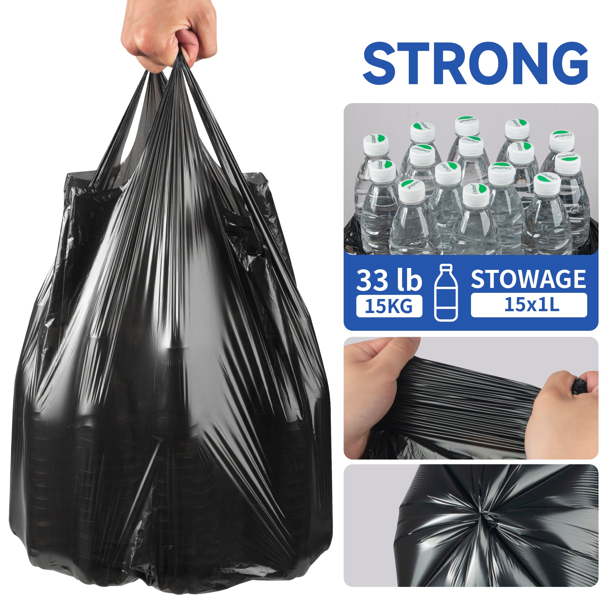 KeenEcho Small Trash Bags with Handles 2.6 Gallon 50 Count Black