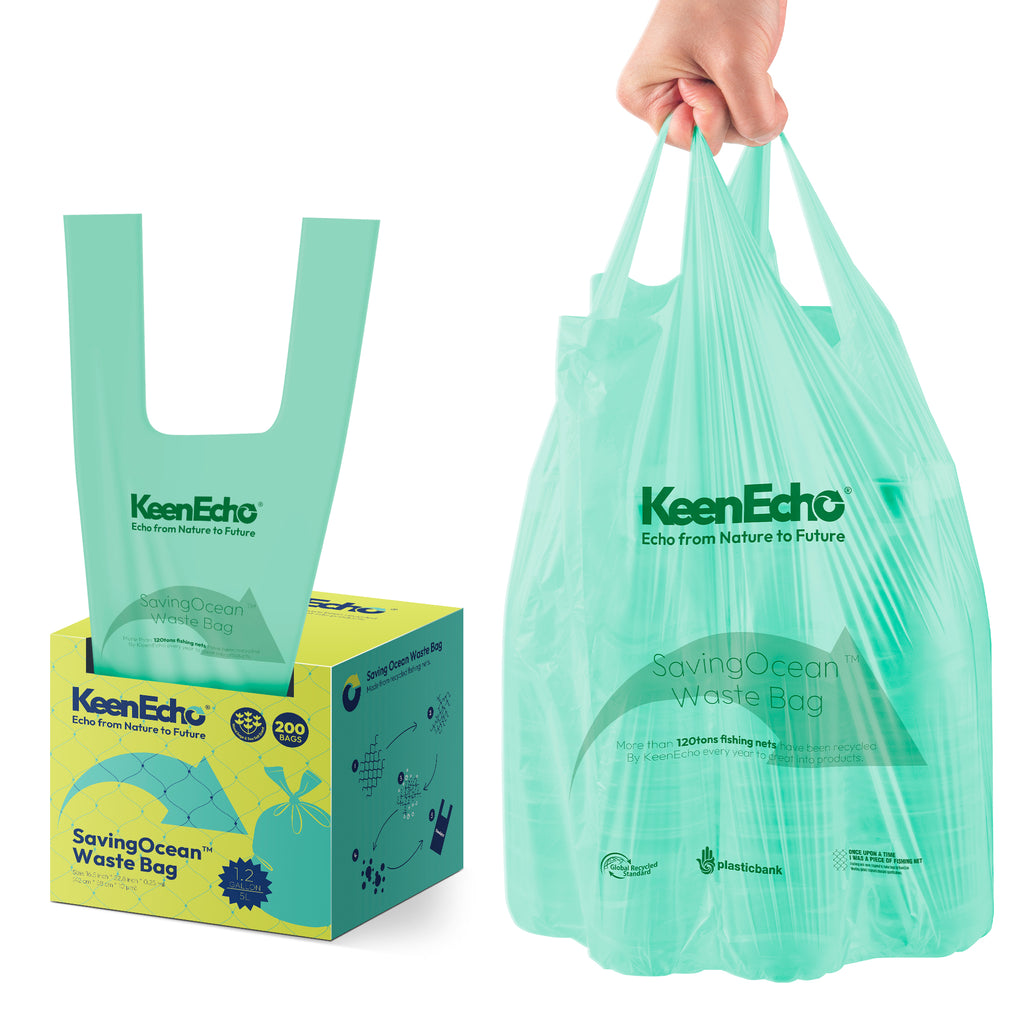 KeenEcho 1.2 Gallon 200 Counts Small Green Trash Bags with Handle
