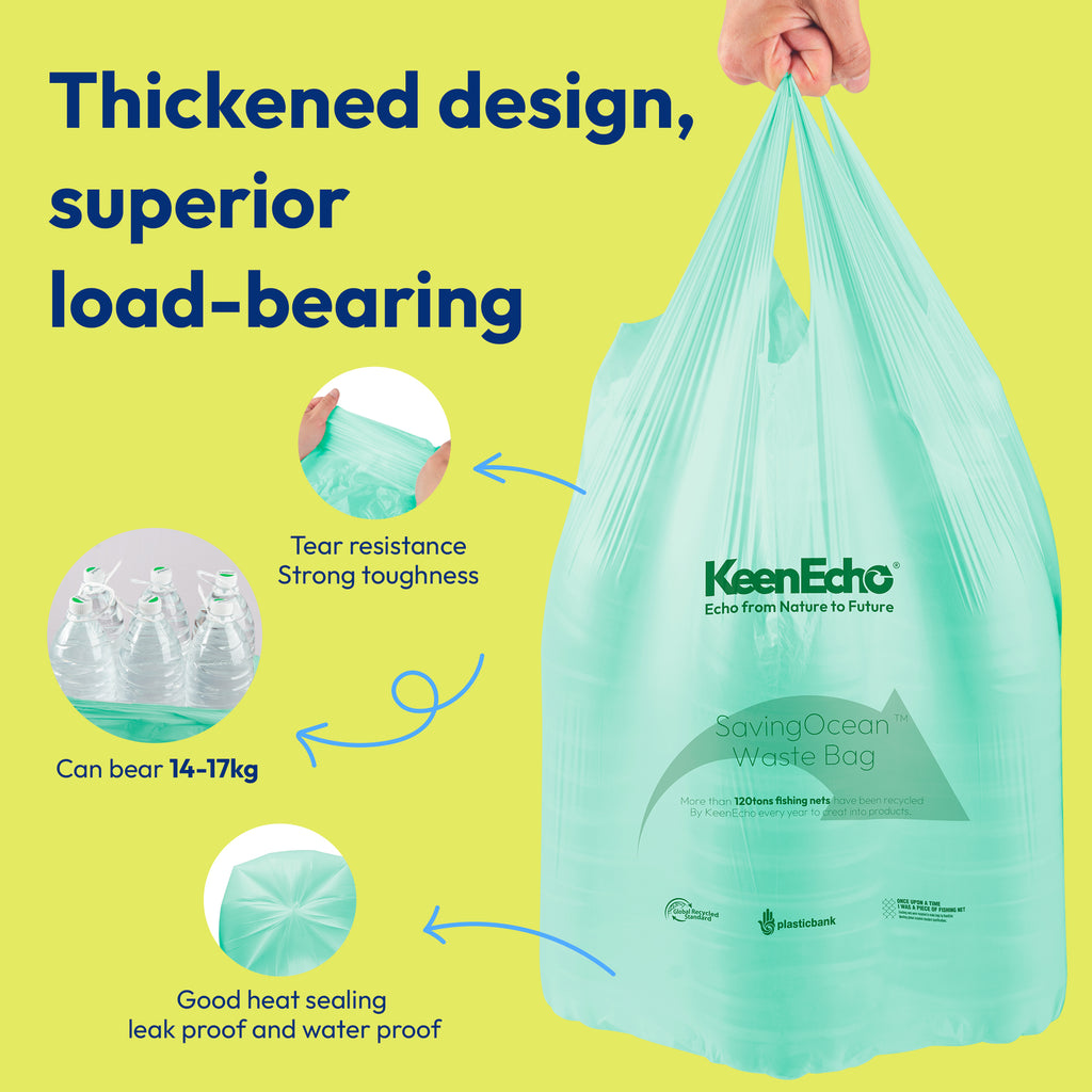 KeenEcho 13 Gallon 80 Counts Small Green Trash Bags with Handle