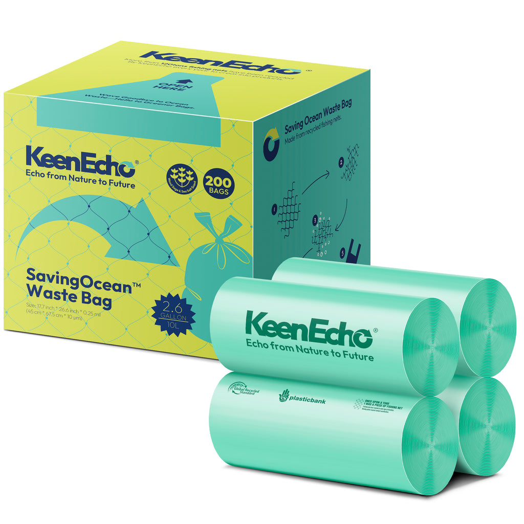 KeenEcho 2.6 Gallon 200 Counts Small Green Trash Bags with Handle