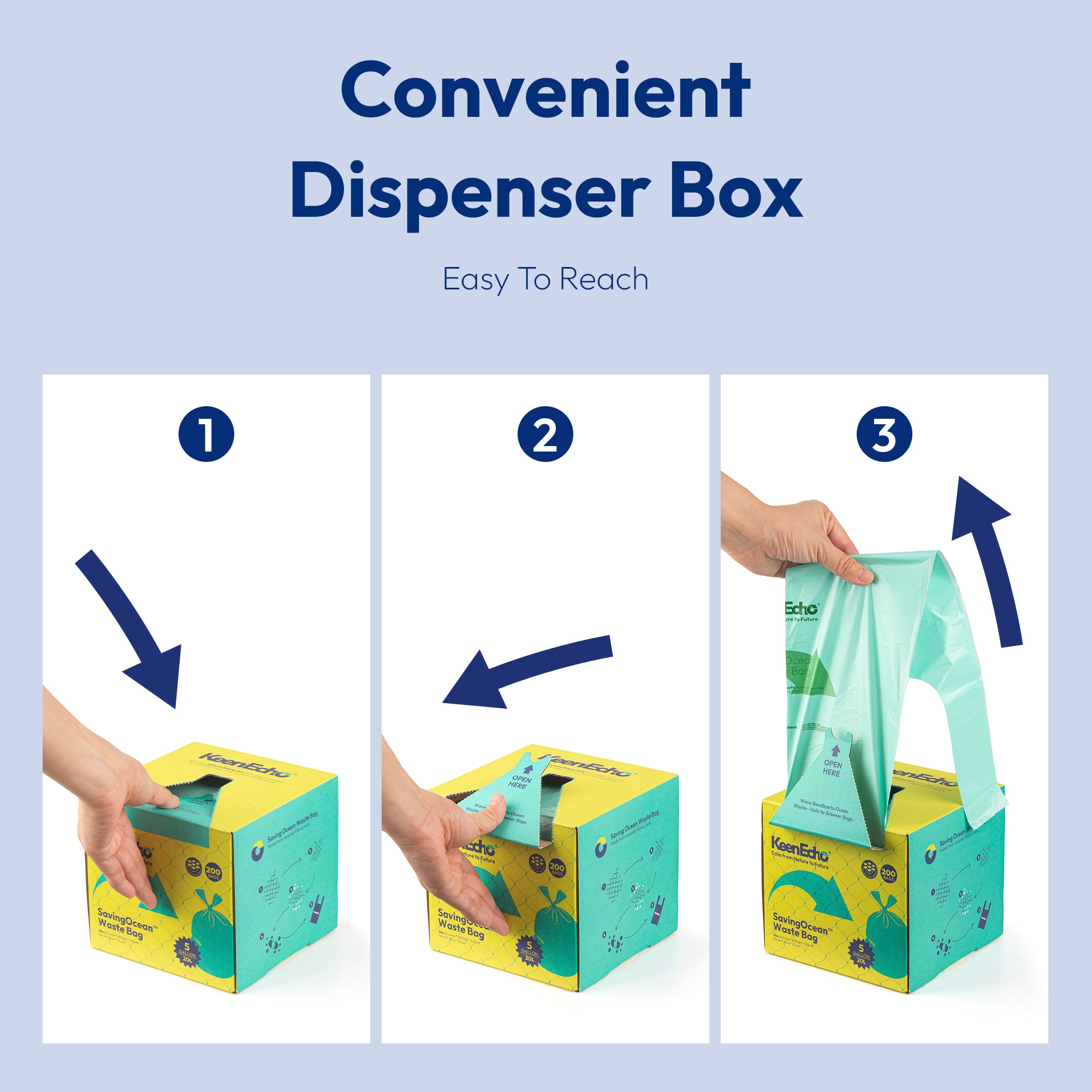 KeenEcho 2 Gallon 200 Counts Small Green Trash Bags with Handle