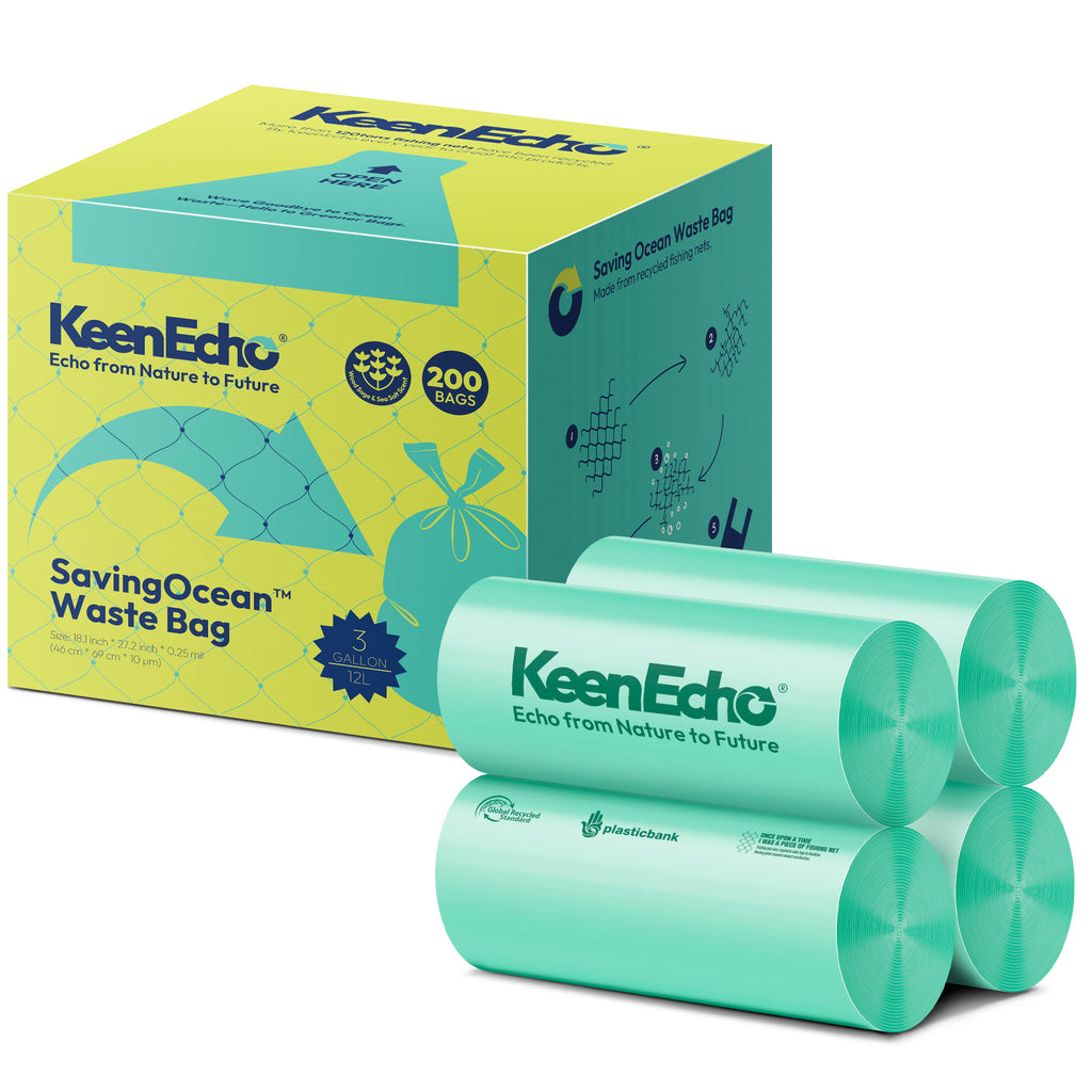 KeenEcho 3 Gallon 200 Counts Small Green Trash Bags with Handle