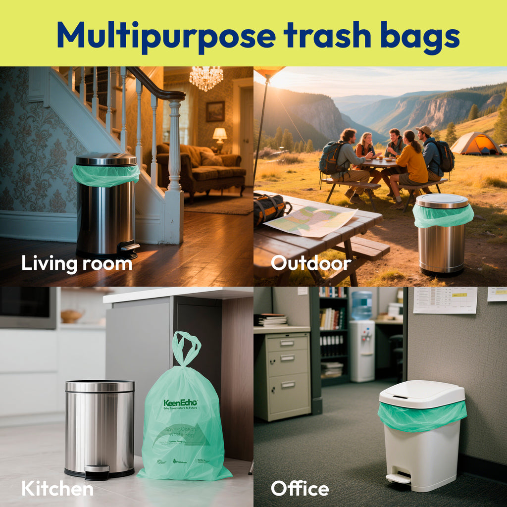 KeenEcho 4 Gallon 200 Counts Small Green Trash Bags with Handle