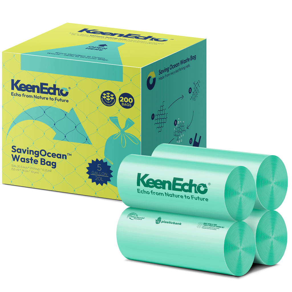 KeenEcho 5 Gallon 200 Counts Small Green Trash Bags with Handle