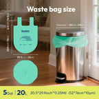 KeenEcho 5 Gallon 200 Counts Small Green Trash Bags with Handle