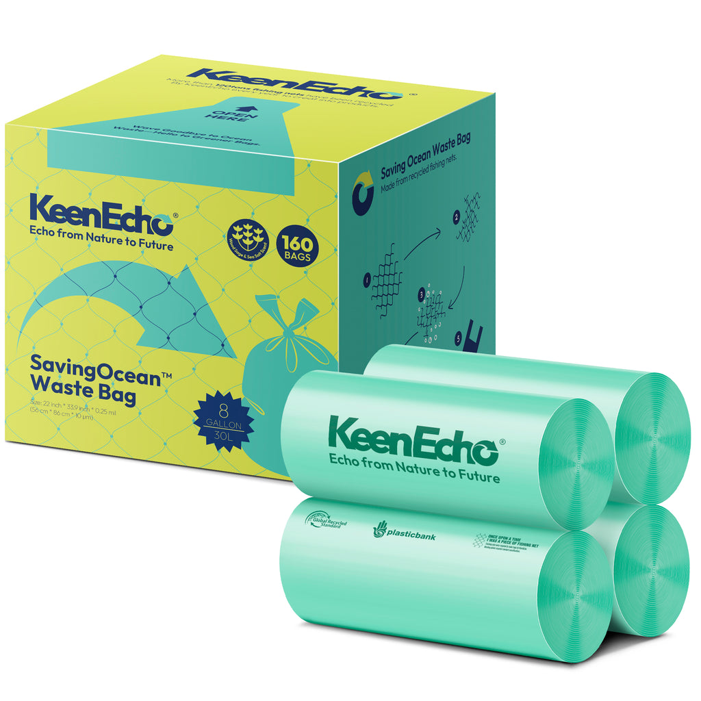 KeenEcho 8 Gallon 160 Counts Small Green Trash Bags with Handle