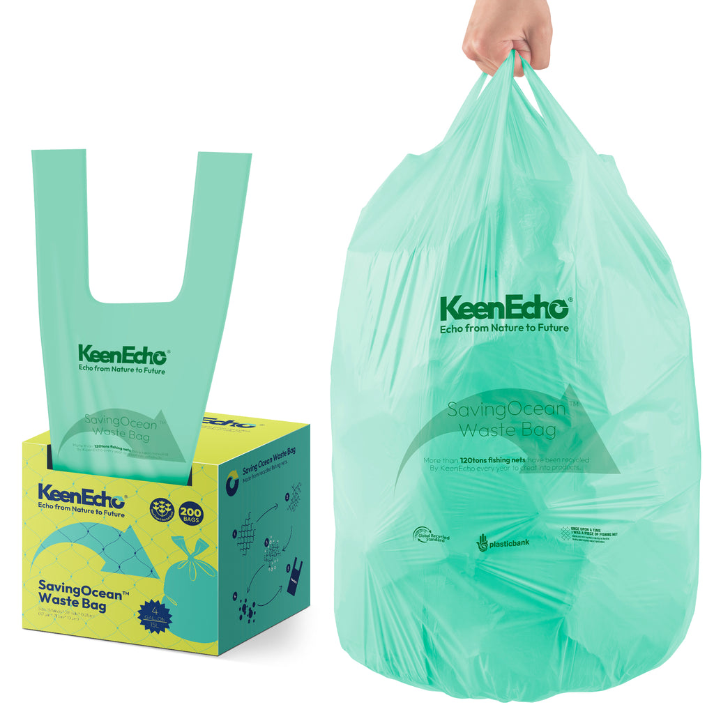 KeenEcho 8 Gallon 160 Counts Small Green Trash Bags with Handle