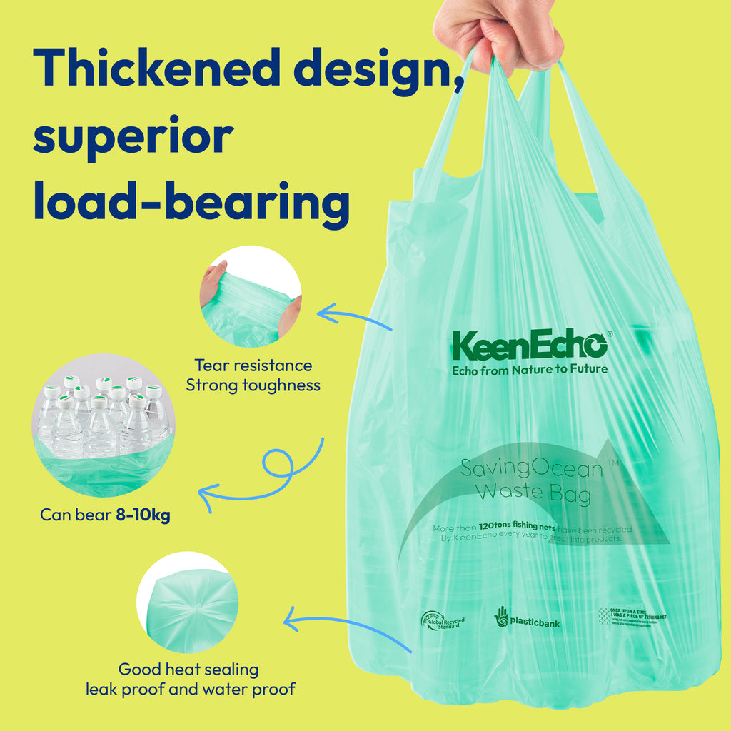 KeenEcho 8 Gallon 160 Counts Small Green Trash Bags with Handle
