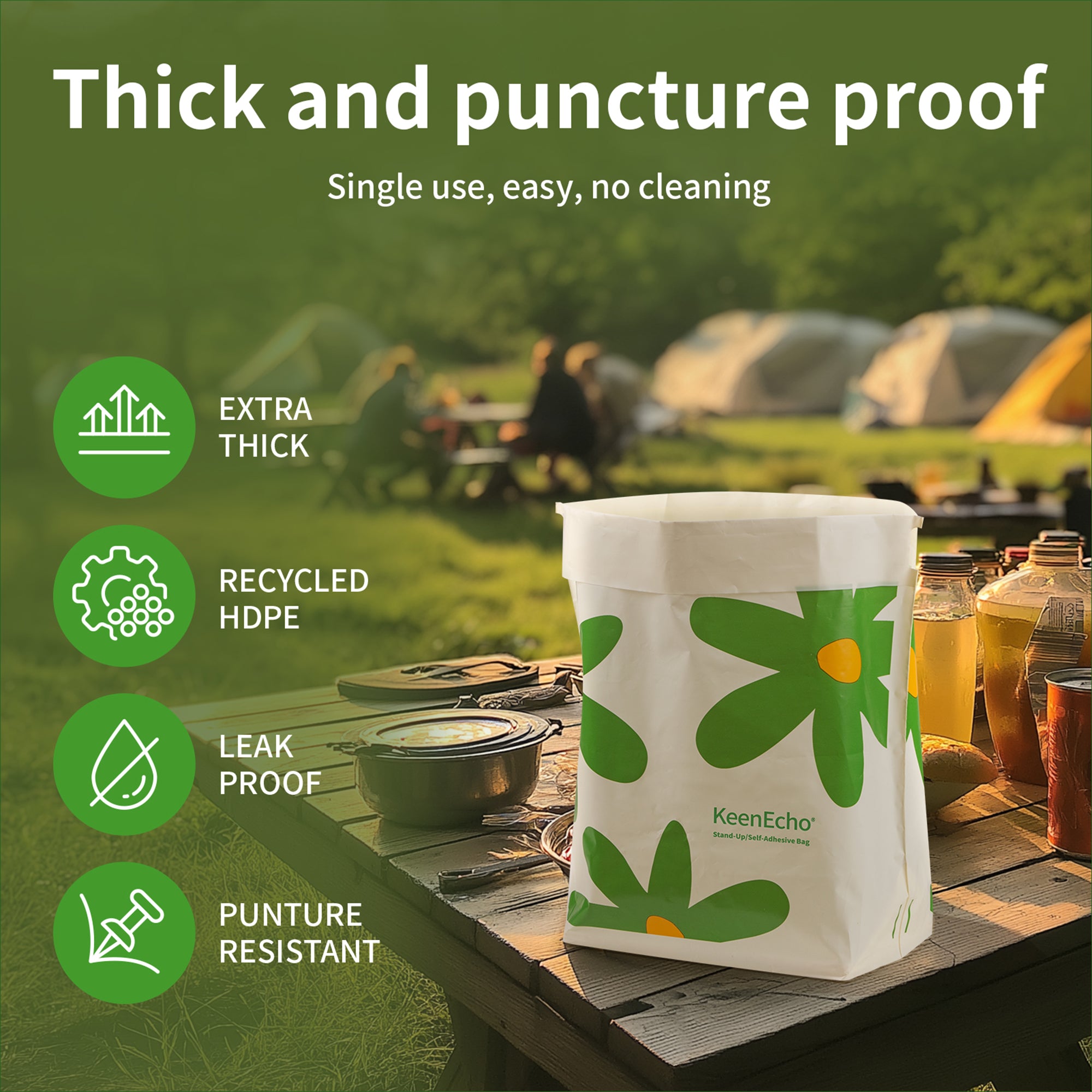 KeenEcho Disposable Car Garbage Bin Bags, Vomit Trash Bags made with Recycled HDPE for Boat, Plane, Travel, Camping, Bedroom, Study Room, Office and Car, 20 pcs/60 pcs