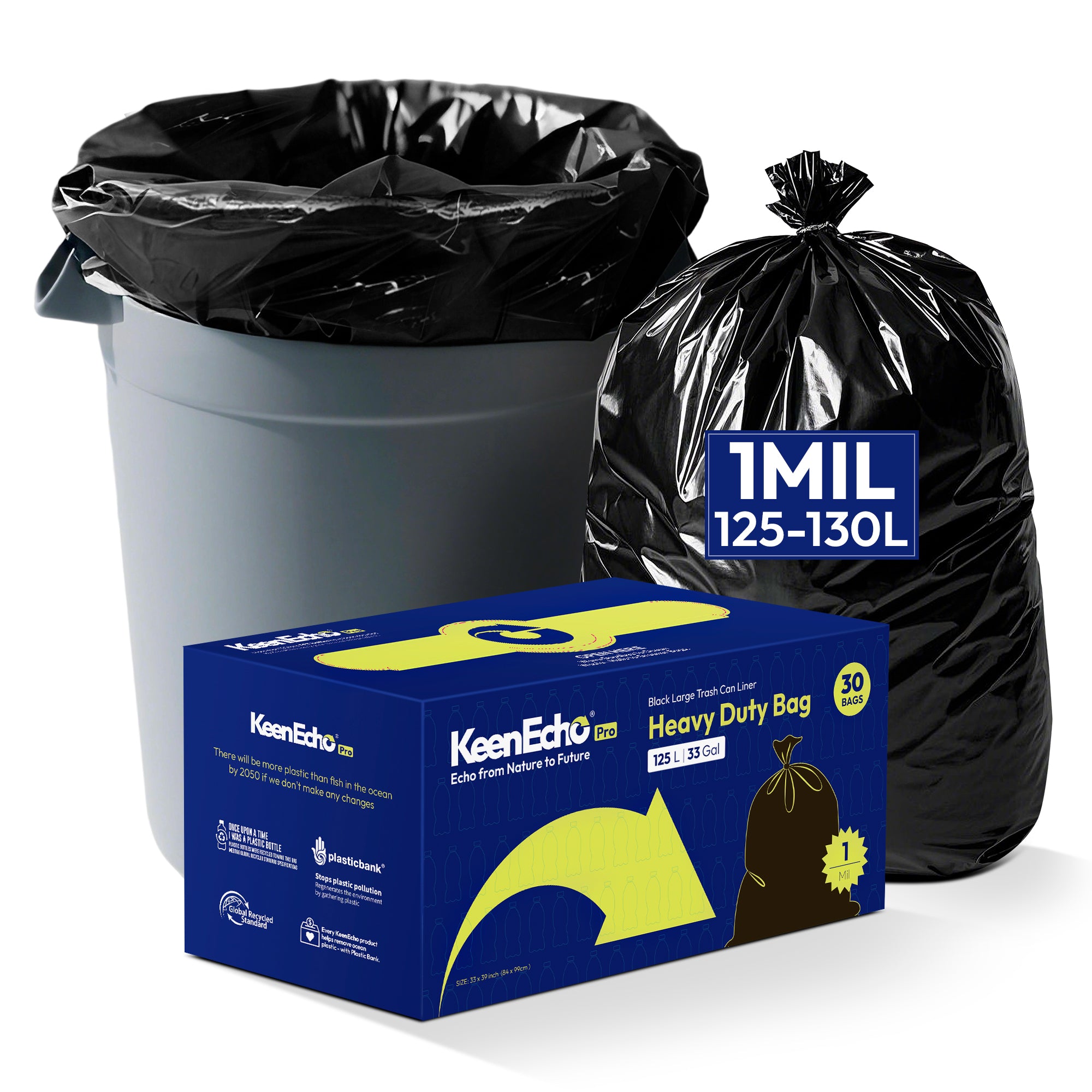 Heavy Duty Contractor Trash Bags 33 Gallon 30 Count, 1.0 Mil