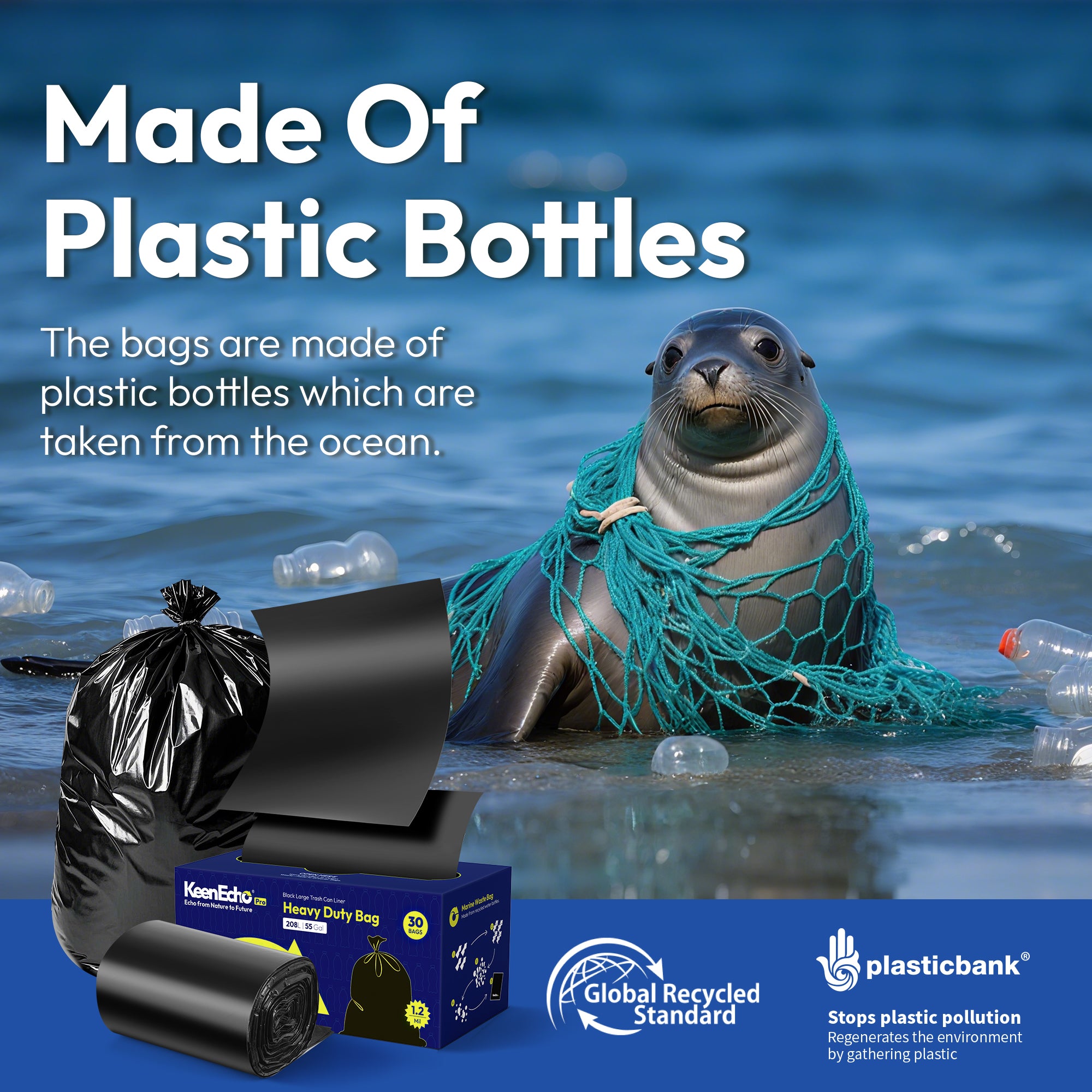 Heavy Duty Contractor Trash Bags 33 Gallon 30 Count, 1.0 Mil