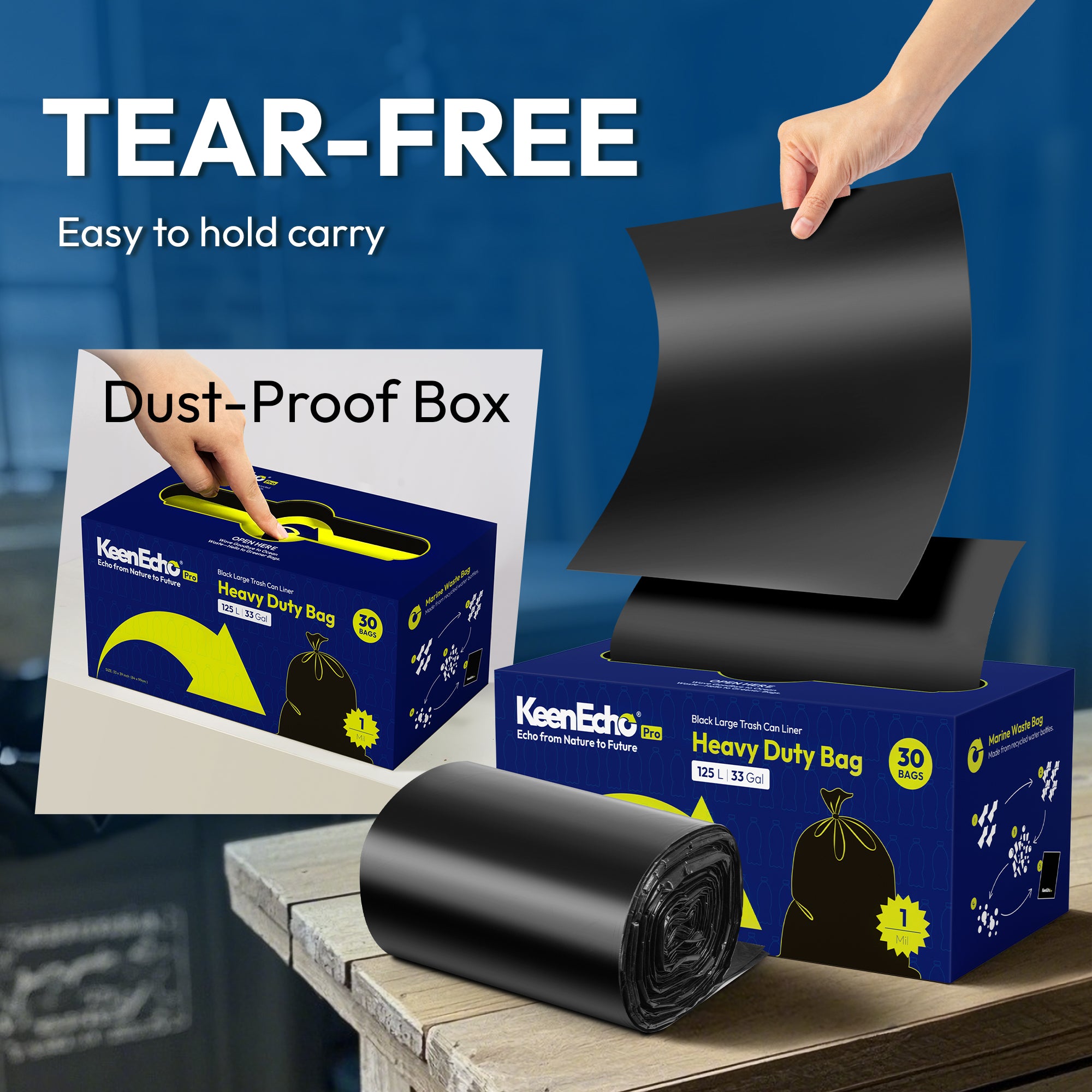 Heavy Duty Contractor Trash Bags 33 Gallon 30 Count, 1.0 Mil